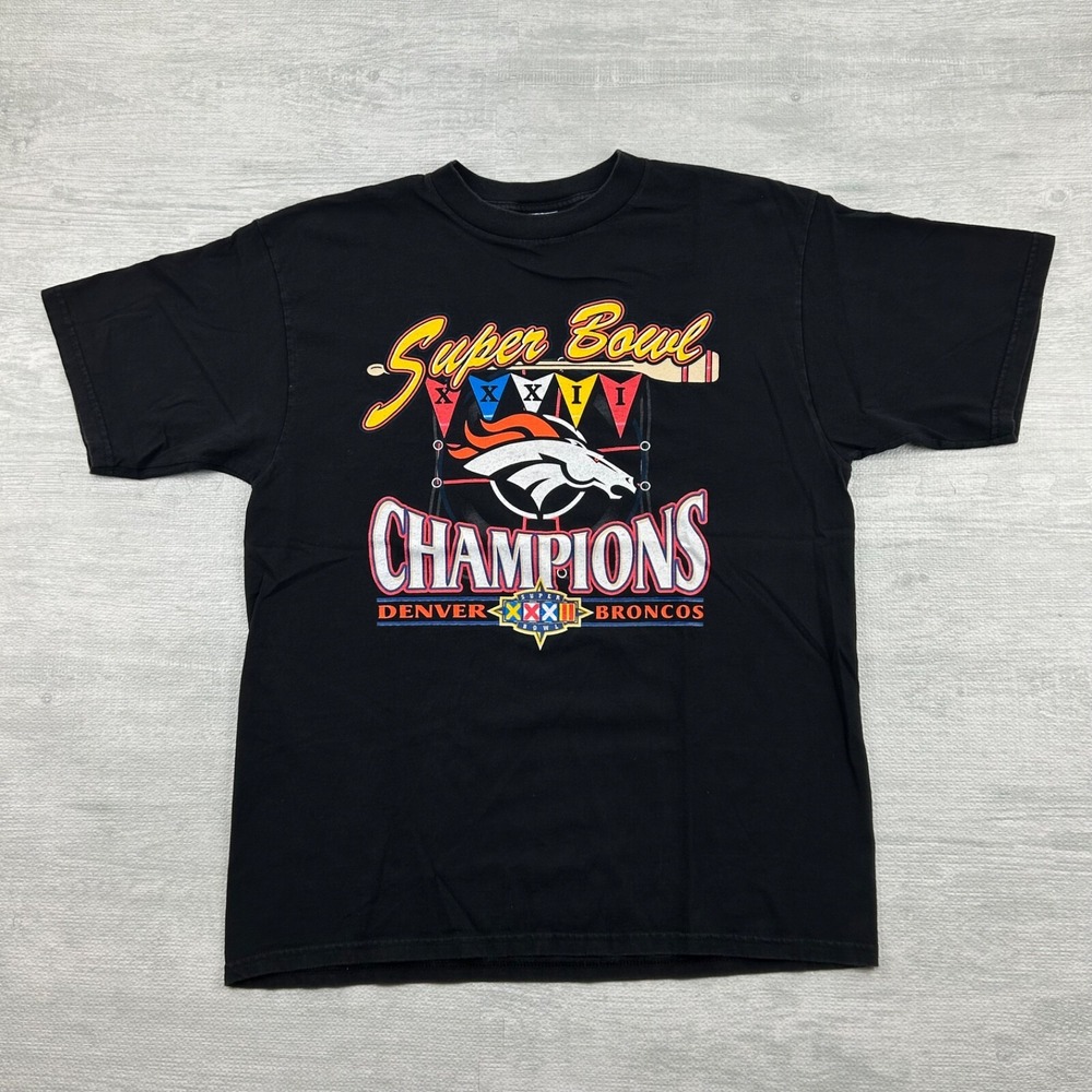 Vintage 90s Denver Broncos Super Bowl XXXII Shirt Size XL Black NFL Champions 98